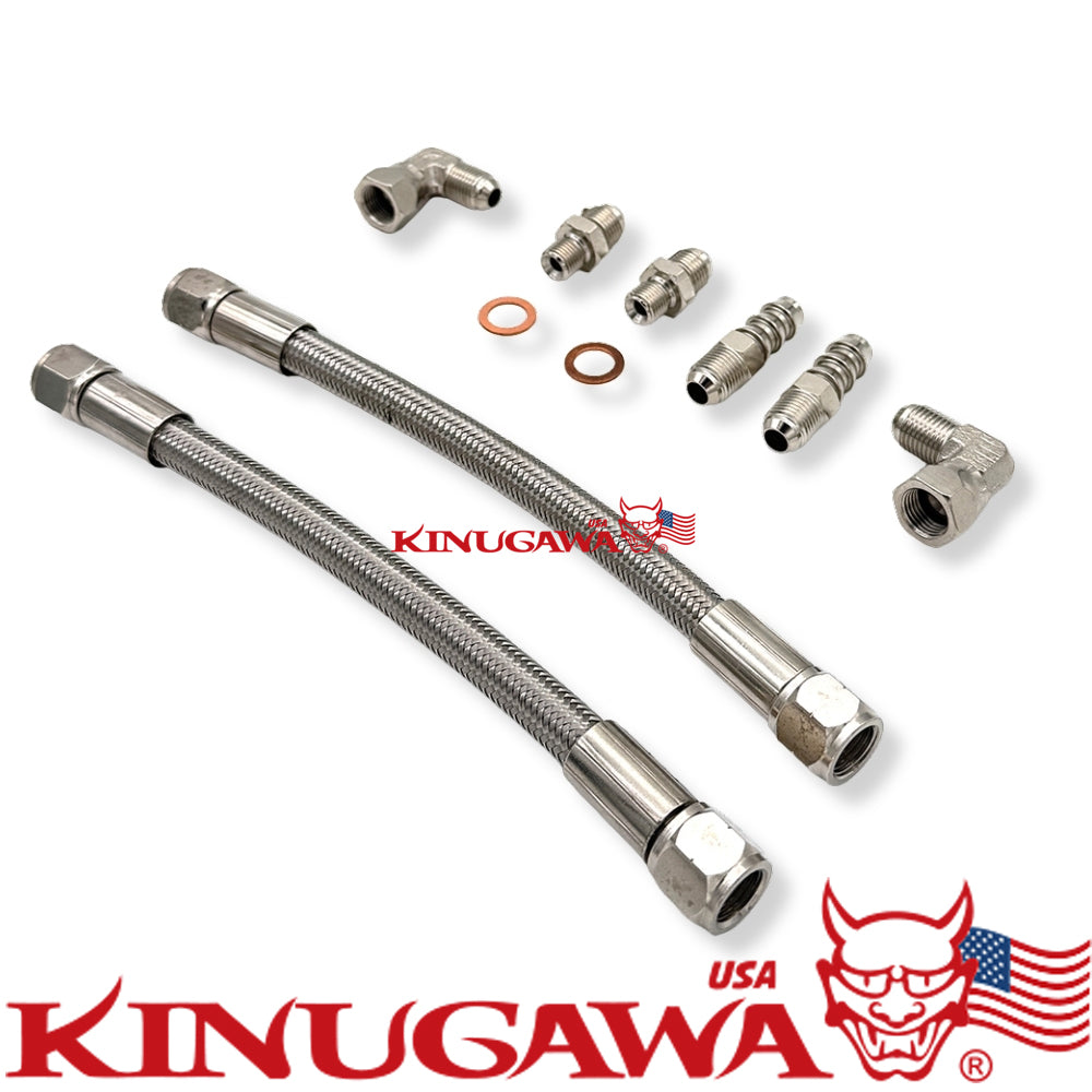 6AN Turbo Water Coolant Line Kit M12x1.25mm TD02 TD03 TD04 1/2" Hose Banjo Type