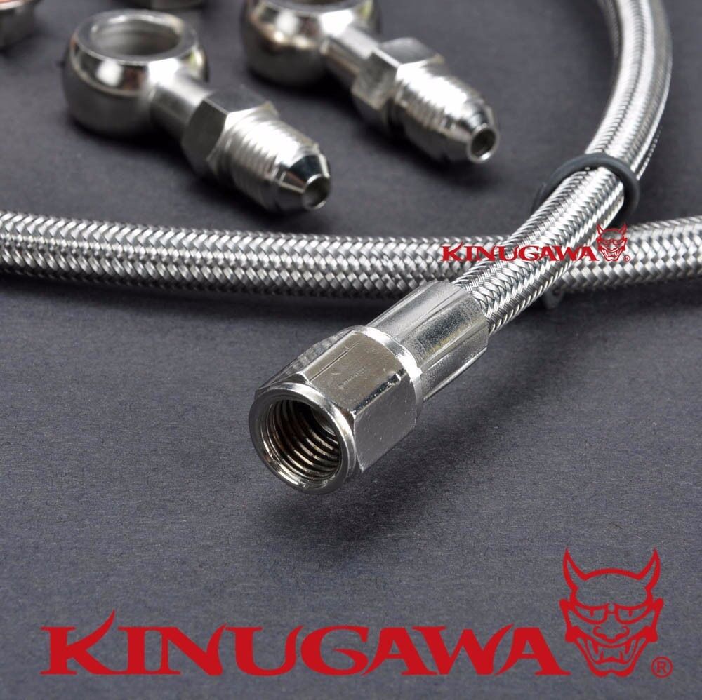 Turbo Oil Feed Line Fit Mitsubishi TD04 TD05 /40" long M10x1.5 OF / M14x1.5mm