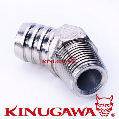 Kinugawa Fitting 1/2 PT to 18mm 3/4" Barb 45 Deg For Rubber Hose