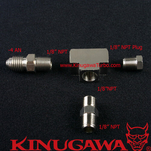 MAMBA Universal 100cm Turbo Oil Feed Line Kit – 1/8 NPT Tee, For Subaru TF035 TD04L TD05H, Stainless
