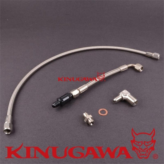 Turbo Oil Feed Line Kit DSM 2G Eclipse EVO 1-3 T25 w/ Oil Filter 400 holes/cm^