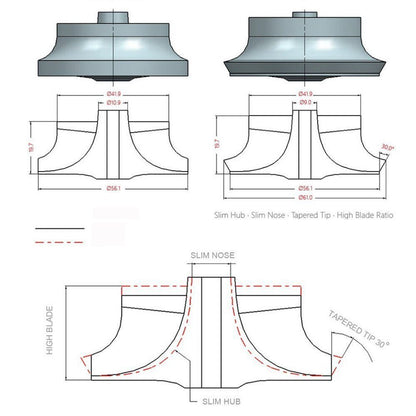Billet Compressor Wheel for Garrett GT15~GT25 46.5/59mm / Point Milling / 7+7