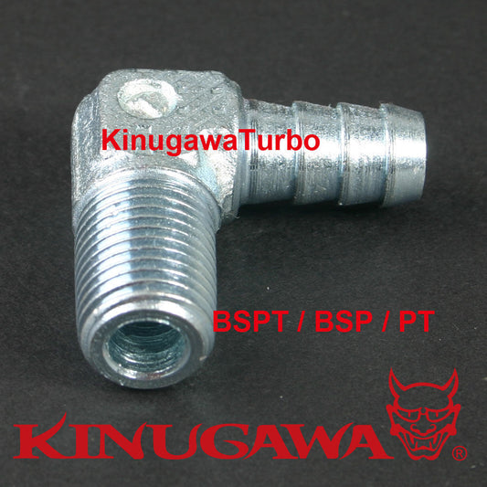 Forged Steel Adapter Fitting 90 Deg 1/4 BSPT BSP Male - 3/8" Hose Barb C12-3