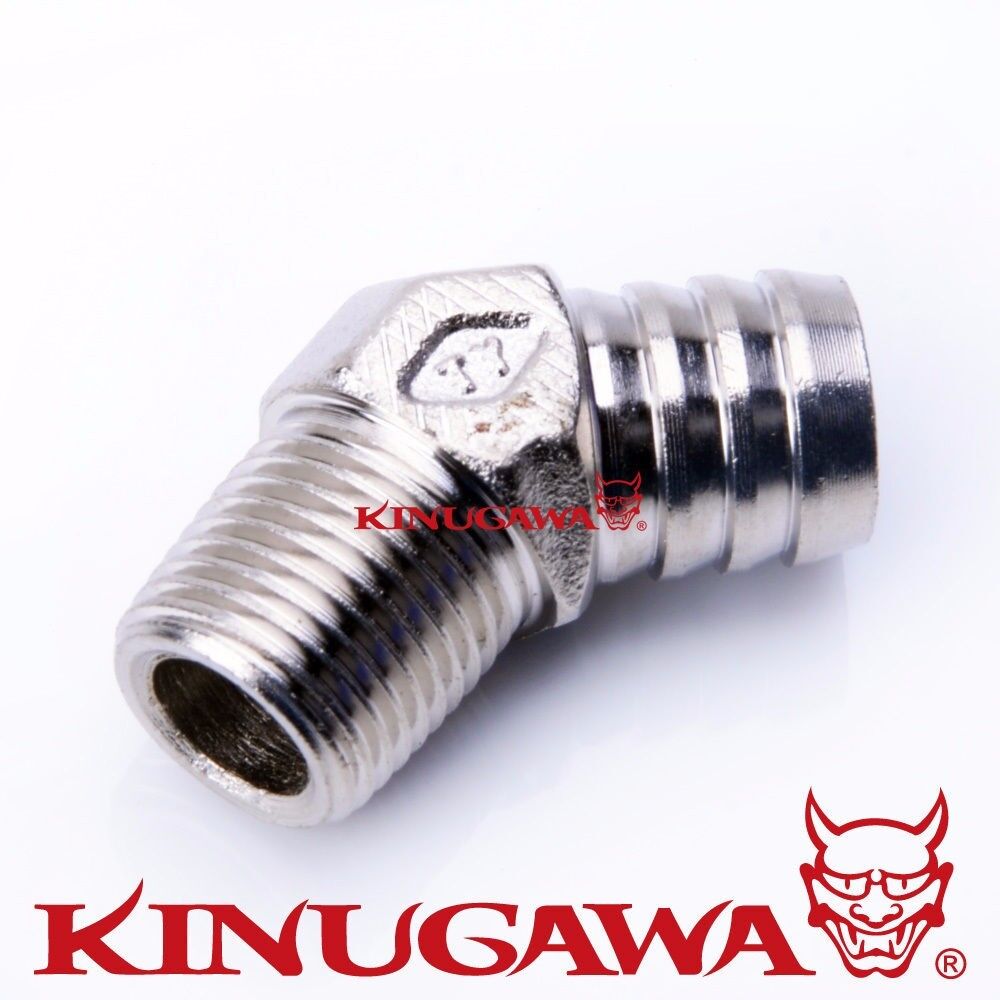 Kinugawa Fitting 1/2 PT to 18mm 3/4" Barb 45 Deg For Rubber Hose