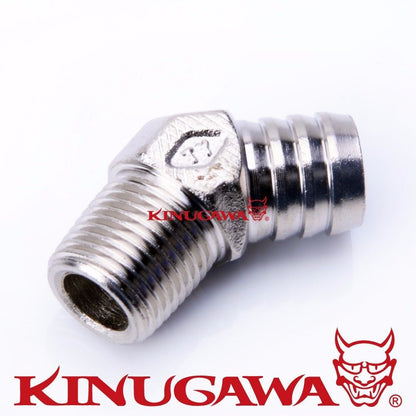 Kinugawa Fitting 1/2 PT to 18mm 3/4" Barb 45 Deg For Rubber Hose