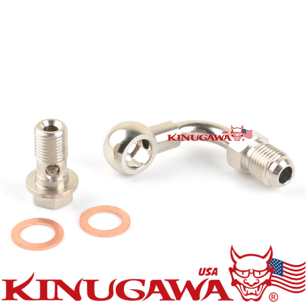 Turbo Banjo Bolt Kit -6AN 6AN to M16 16mm 90 Deg For Garrett T3 Turbo 