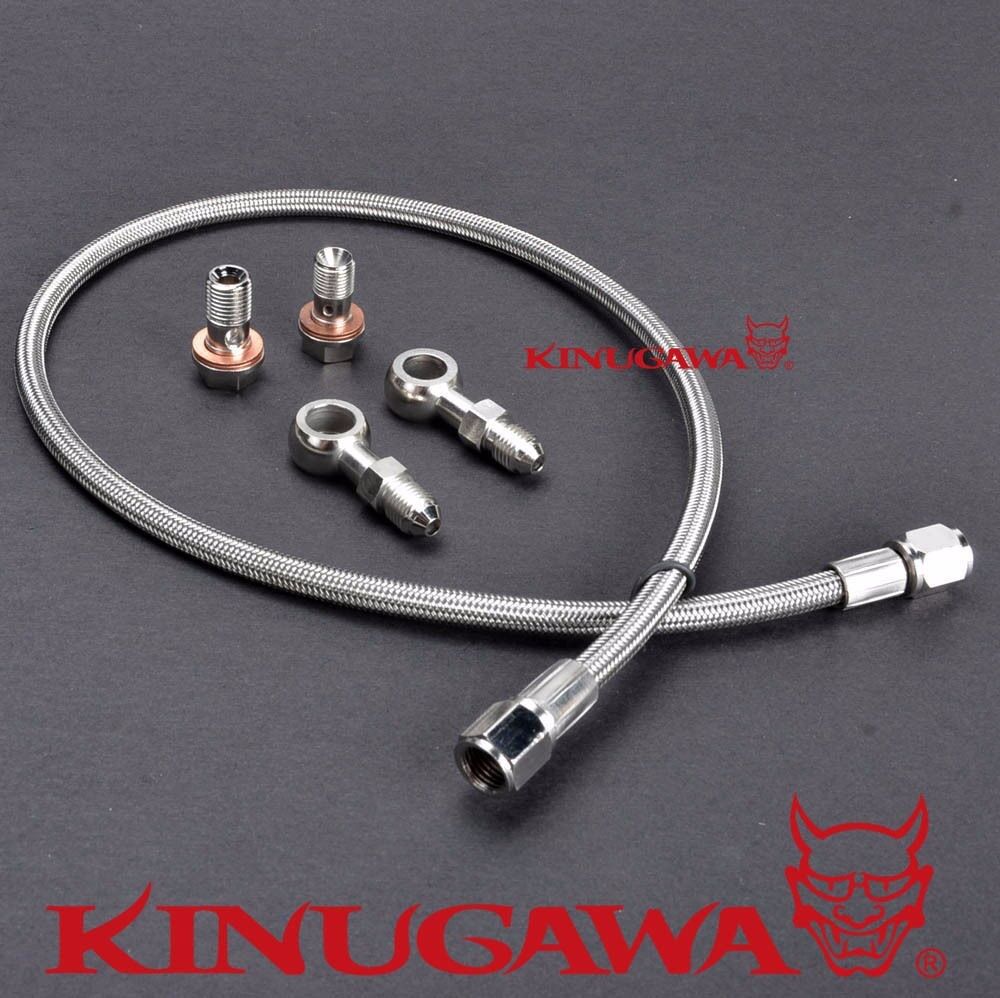 Turbo Oil Feed Line Fit Mitsubishi TD04 TD05 /40" long M10x1.5 OF / M14x1.5mm