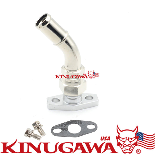 Billet Turbo Oil Drain Return Flange Kit to 16mm 5/8" Barb 45Deg TD04 TD05 TD06